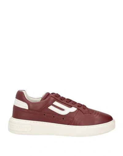 Bally Man Sneakers Burgundy Size 9 Calfskin In Red