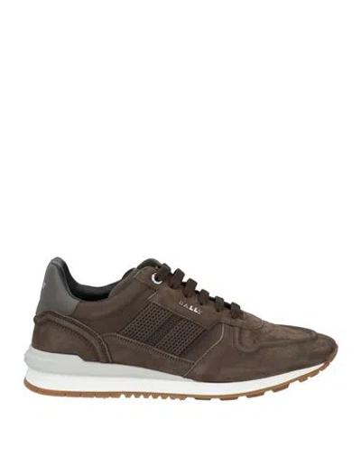 Bally Man Sneakers Dark Brown Size 6.5 Calfskin In Brown