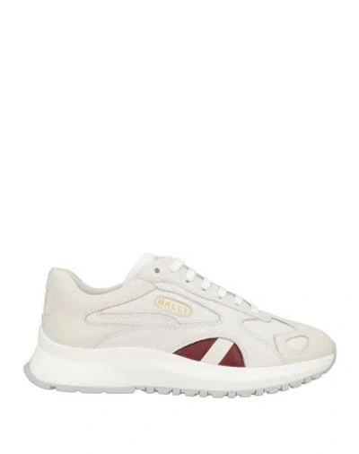 Bally Man Sneakers Off White Size 8 Calfskin, Textile Fibers