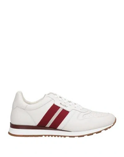 BALLY BALLY MAN SNEAKERS WHITE SIZE 8.5 CALFSKIN, ELASTIC FIBRES