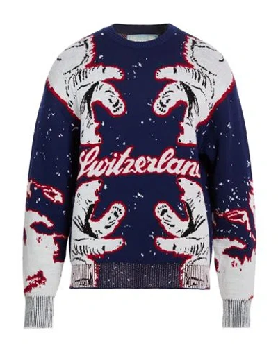 Bally Man Sweater Blue Size 42 Merino Wool