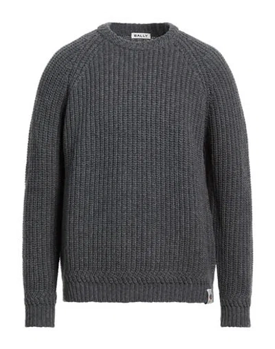 Bally Man Sweater Charcoal Size 42 Merino Wool In Gray