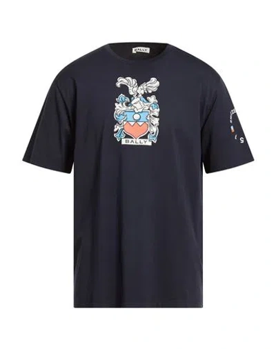 Bally Man T-shirt Navy Size 40 Organic Cotton In Black