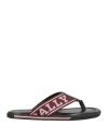 Bally Man Thong Sandal Burgundy Size 7 Textile Fibers In Red