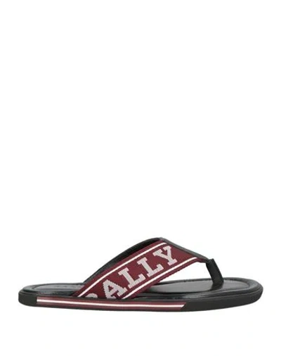 Bally Man Thong Sandal Burgundy Size 7 Textile Fibers In Red