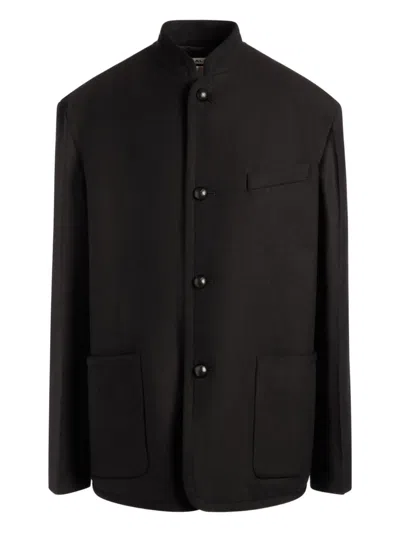 Bally Mandarin-collar Button Jacket In Black