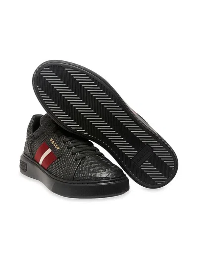 Pre-owned Bally Marell Snakeskin Embossed Leather Sneaker Black Us 11 $650 Gl023064
