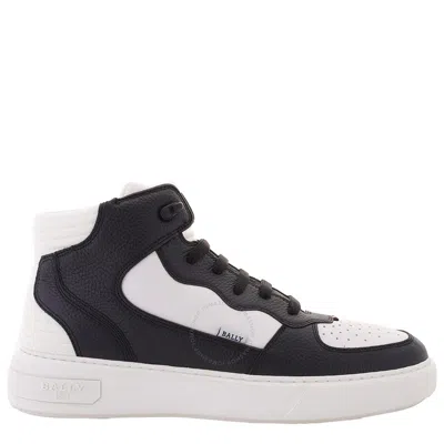 Bally Martyn Grained Leather Sneakers In White/black