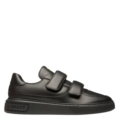 Bally Maylor Double Strap Leather Sneakers In Black