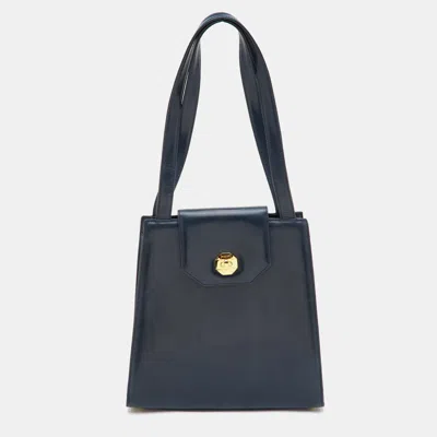 Pre-owned Bally Medium Navy Blue Leather Shoulder Bag