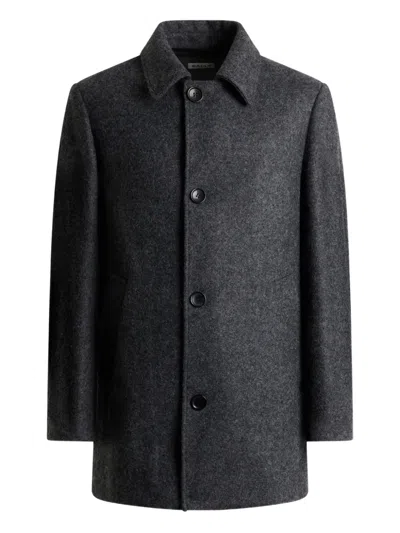 Bally Melange Single-breasted Car Coat In Gray