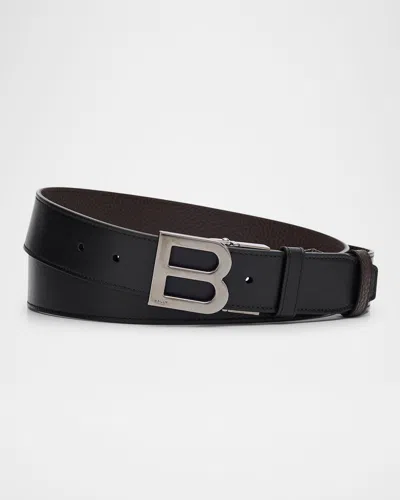 Bally Men's B-logo Reversible Leather Belt In Black
