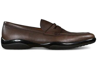 Pre-owned Bally Men's  Micson Leather Loafers Sneakers In Coffee In Brown