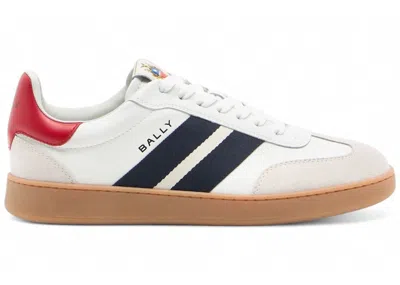 Pre-owned Bally Men's  Retro Crest Sneaker Gum Sneakers In White/navy Blue/red In Multi