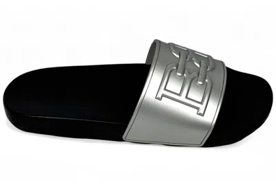 Pre-owned Bally Men's  Scotty Rubber Sandal Black Sneakers In Silver