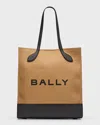 BALLY MEN'S BAR KEEP ON FABRIC AND LEATHER TOTE BAG