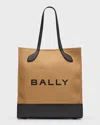 Bally Men's Bar Keep On Fabric And Leather Tote Bag In Sand Black Oro