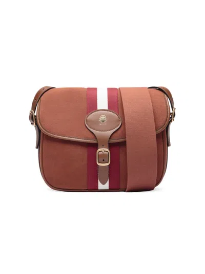 Bally Beckett Canvas Messenger Bag In Cuero Red White