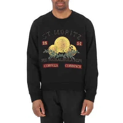 Pre-owned Bally Men's Black St. Moritz Graphic Print Cotton Sweatshirt