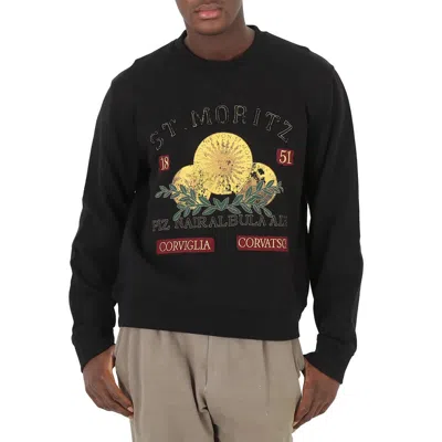 Pre-owned Bally Men's Black St. Moritz Graphic Print Cotton Sweatshirt, Size Small