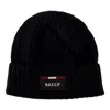 Bally Men's Black Ribbed Logo Wool Beanie 6240324 In Black