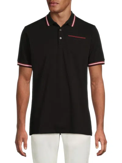 Bally Men's Contrast-tipped Cotton Polo Shirt In Black
