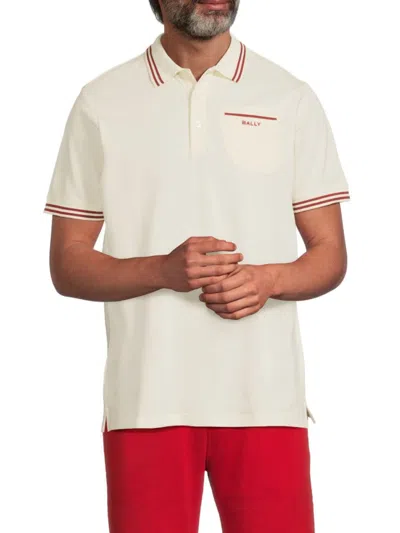 Bally Men's Contrast-tipped Cotton Polo Shirt In White
