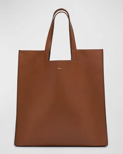 Bally Men's Easy Leather Tote Bag In Brown