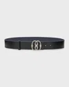 Bally Men's Emblem-buckle Reversible Leather Belt In Burgundy