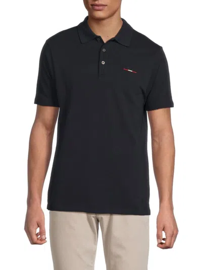 Bally Men's Embroidered Logo Cotton Polo Shirt In Blue