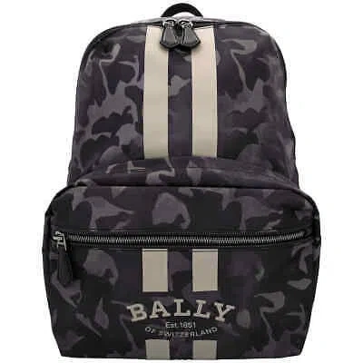 Pre-owned Bally Men's Explore Fixie Nylon Backpack Mak00l Ny082 I907r In Gray