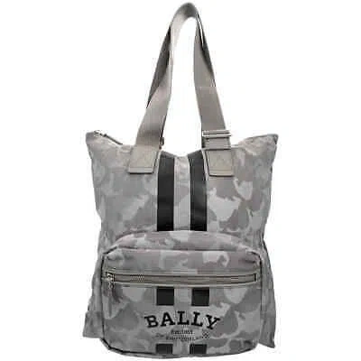 Pre-owned Bally Men's Fallie Nylon Tote In Light Gray Mae00k Ny082 I706p