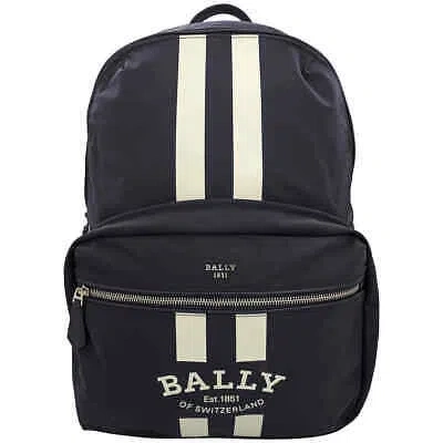 Pre-owned Bally Men's Fixie Nylon Backpack- Navy Mak001-ny018-u507p In Blue