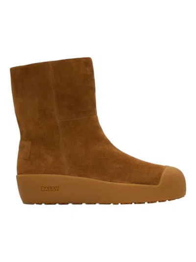 Bally Gstaad 6302941 Men's Camel Suede Leather Shirling Lined Boots In Brown