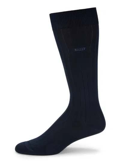 Bally Men's Logo Crew Socks In Ink Blue