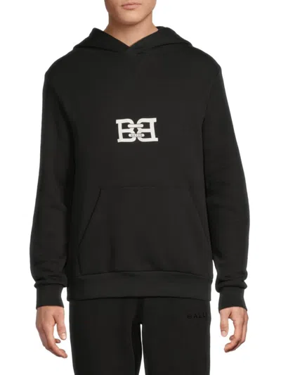 Bally Men's Logo Graphic Cotton Hoodie In Black