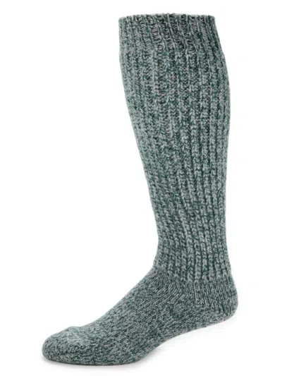 Bally Men's Marled Ribbed Wool Socks In Green Multi