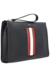 Bally Color Block Leather Rectangular Clutch Bag In Black