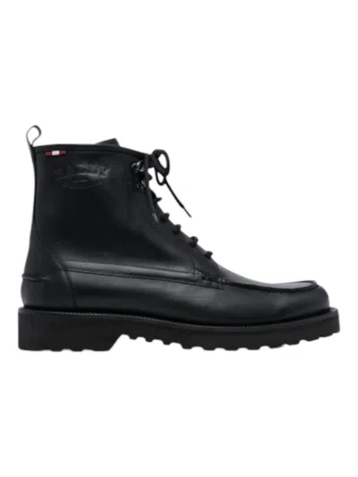 Bally Men's Moc Toe Leather Boots In Black