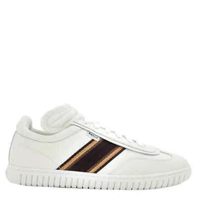 Pre-owned Bally Men's Parrel Ribbon White Leather Low-top Player Sneakers, Brand Size 39 (