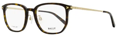 Bally Men's Rectangular Titanium Eyeglasses By5069h 052 Dark Havana 54mm In Brown