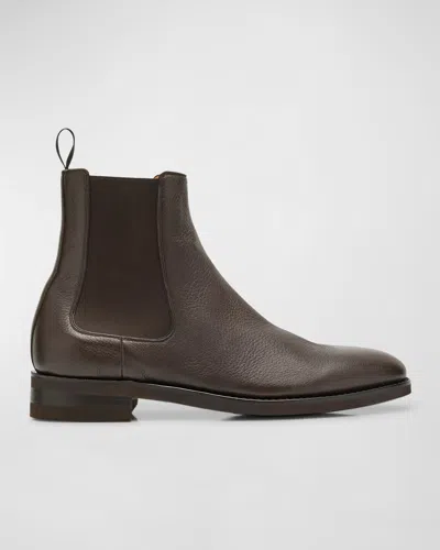Bally Men's Saffron Grained Leather Chelsea Boots In Ebano 21