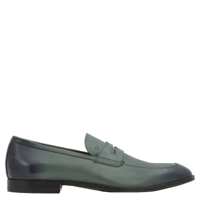 Pre-owned Bally Men's Sage Webb Leather Loafers In Green