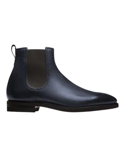 Bally Men's Scavone Deer Handpaint Leather Boots In Smoke Grey In Blue