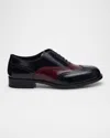 Bally Men's Steel Two-tone Wingtip Derby Shoes In Blk/bitterchocolate
