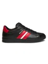 Bally Men's Striped Leather Low-top Sneakers In Black Candy Red