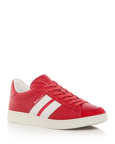 Bally Low Top Sneakers In Calf Leather In Red/white
