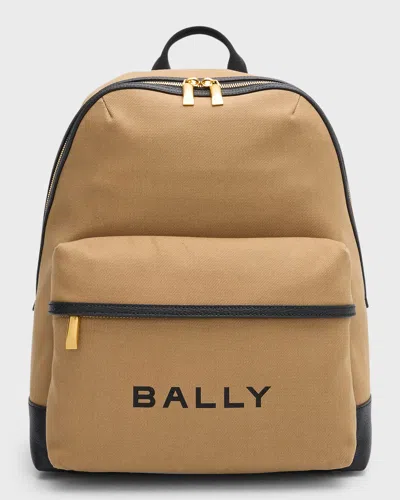 Bally Men's Treck Fabric And Leather Backpack In Sand Black Oro