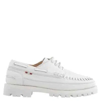 Pre-owned Bally Men's Trendal White Leather Moccasins, Brand Size 40 ( Us Size 7 Eee)