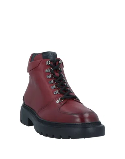 Bally Men's Valiant Calf Leather Boots In Heritage Red In Burgundy